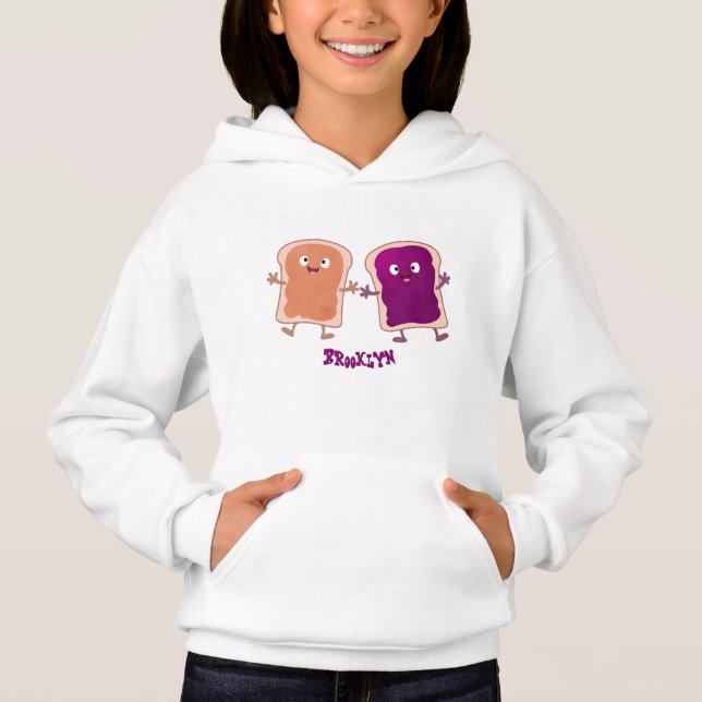 Cute peanut butter and jelly sandwich cartoon hoodie (Front)