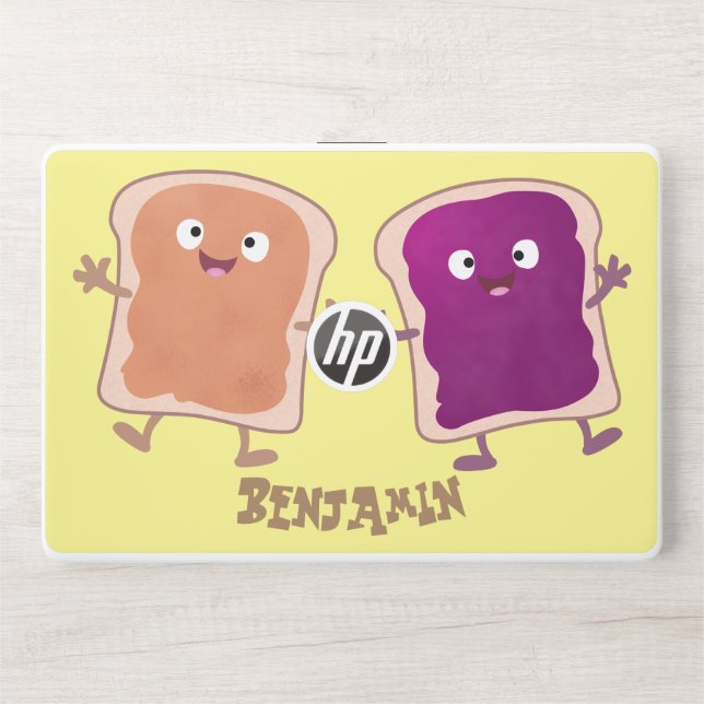 Cute peanut butter and jelly sandwich cartoon HP laptop skin (Front)
