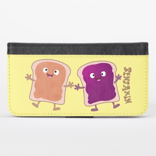 Cute peanut butter and jelly sandwich cartoon iPhone x wallet case