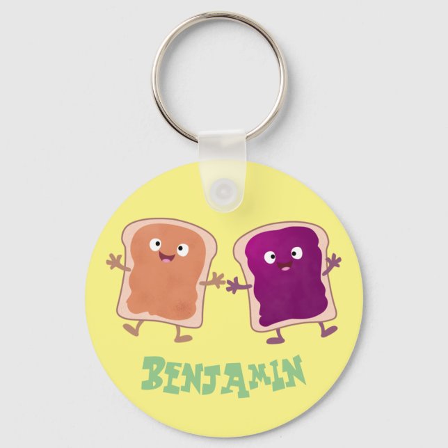 Cute peanut butter and jelly sandwich cartoon keychain (Front)