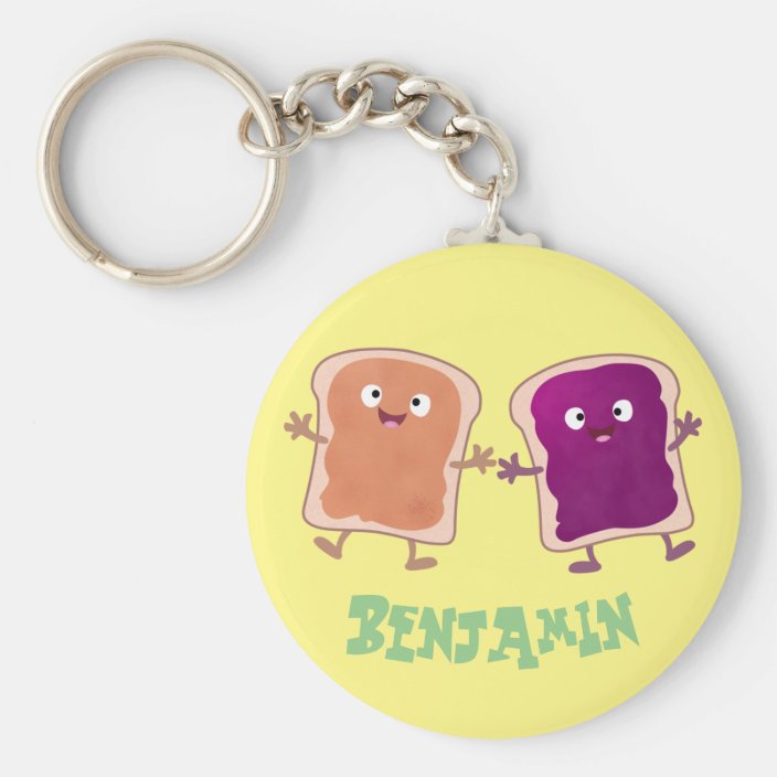 Cute peanut butter and jelly sandwich cartoon keychain
