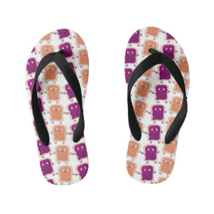 Cute peanut butter and jelly sandwich cartoon kid's flip flops