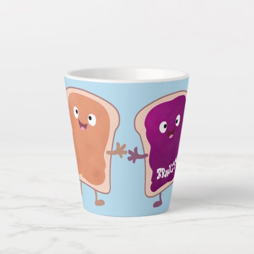 Cute peanut butter and jelly sandwich cartoon latte mug