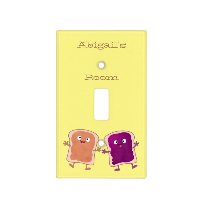 Cute peanut butter and jelly sandwich cartoon light switch cover (Front)