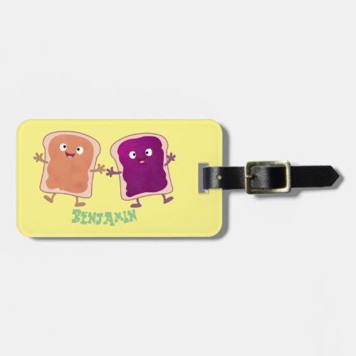 Cute peanut butter and jelly sandwich cartoon luggage tag