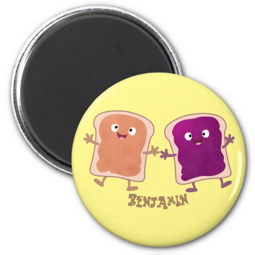 Cute peanut butter and jelly sandwich cartoon magnet