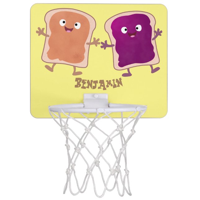 Cute peanut butter and jelly sandwich cartoon mini basketball hoop (Front)