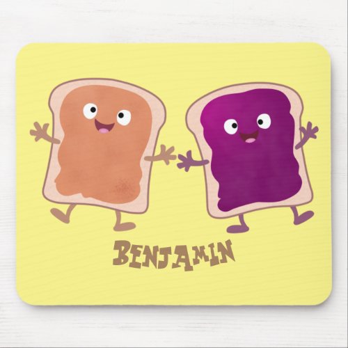 Cute peanut butter and jelly sandwich cartoon mouse pad