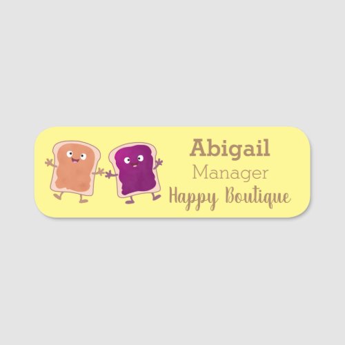 Cute peanut butter and jelly sandwich cartoon name tag