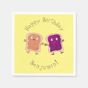 Cute peanut butter and jelly sandwich cartoon napkins