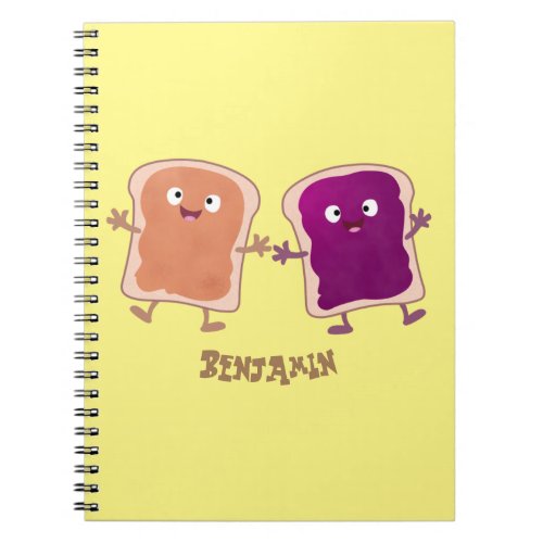 Cute peanut butter and jelly sandwich cartoon notebook