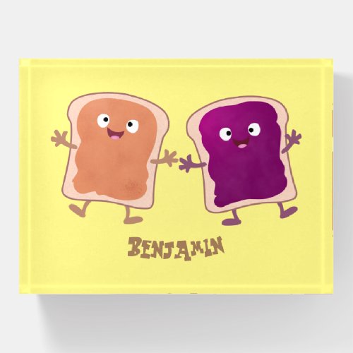 Cute peanut butter and jelly sandwich cartoon  paperweight