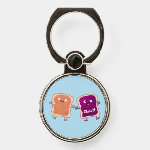 Cute peanut butter and jelly sandwich cartoon phone ring stand