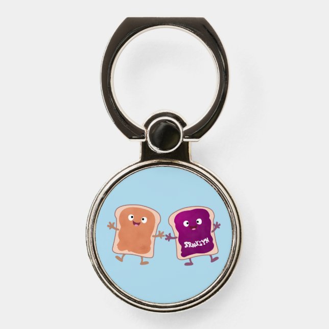 Cute peanut butter and jelly sandwich cartoon phone ring stand (Front)