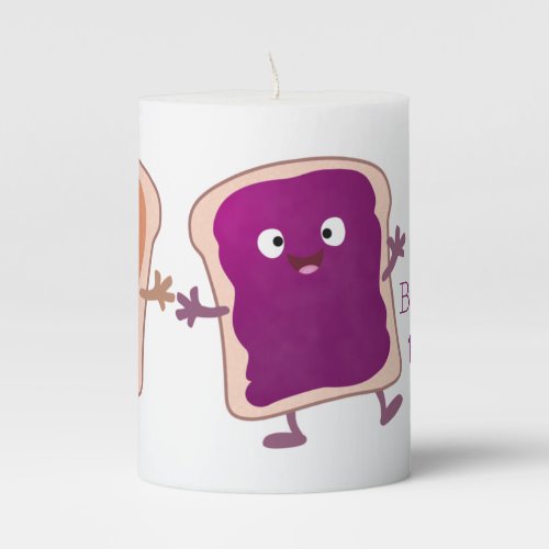 Cute peanut butter and jelly sandwich cartoon pillar candle