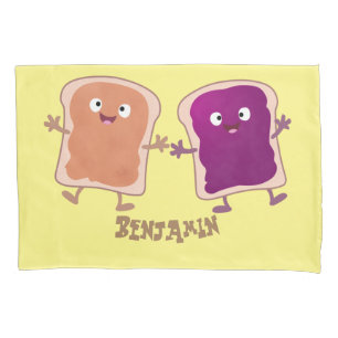 Cute peanut butter and jelly sandwich cartoon pillow case