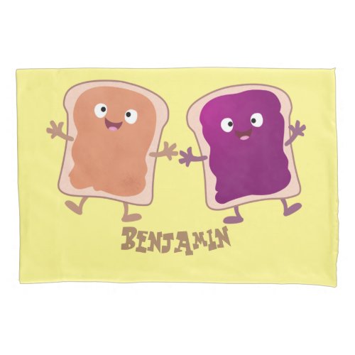 Cute peanut butter and jelly sandwich cartoon pillow case