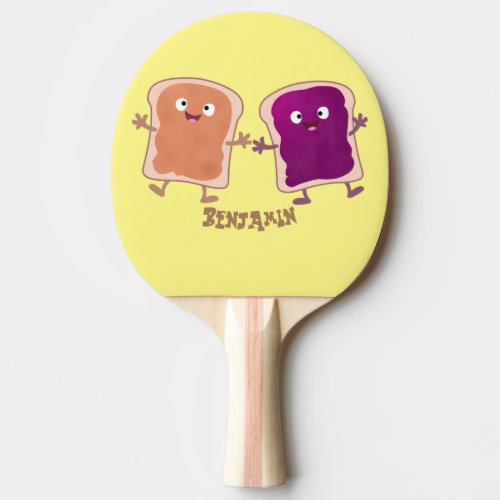 Cute peanut butter and jelly sandwich cartoon ping pong paddle