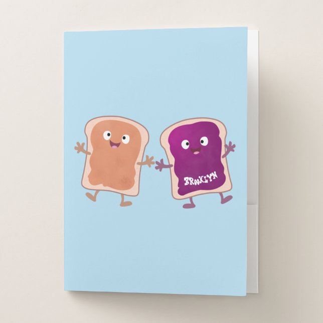 Cute peanut butter and jelly sandwich cartoon  pocket folder (Front)