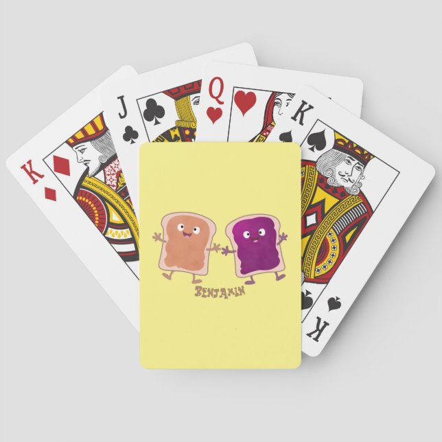 Cute peanut butter and jelly sandwich cartoon  poker cards (Back)