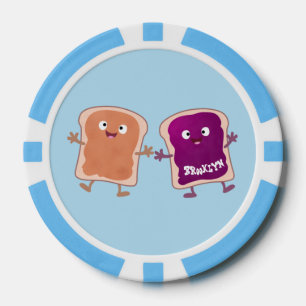 Cute peanut butter and jelly sandwich cartoon poker chips