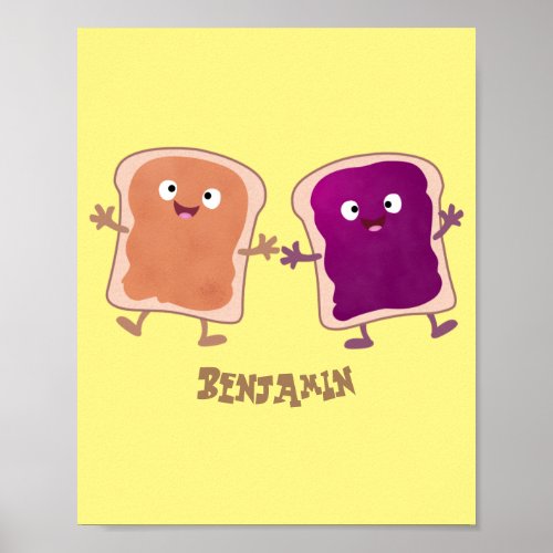 Cute peanut butter and jelly sandwich cartoon  poster