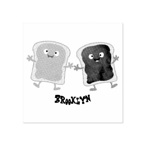Cute peanut butter and jelly sandwich cartoon rubber stamp