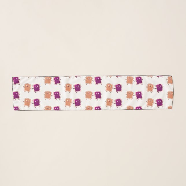Cute peanut butter and jelly sandwich cartoon scarf (Front (Horizontal))