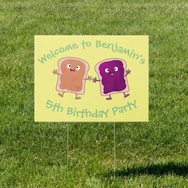 Cute peanut butter and jelly sandwich cartoon sign (Insitu)