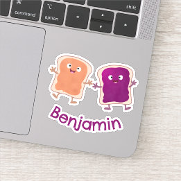 Cute peanut butter and jelly sandwich cartoon sticker