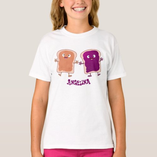 Cute peanut butter and jelly sandwich cartoon T_Shirt