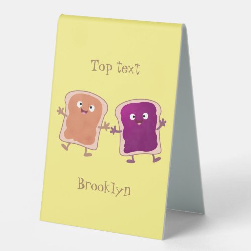Cute peanut butter and jelly sandwich cartoon table tent sign