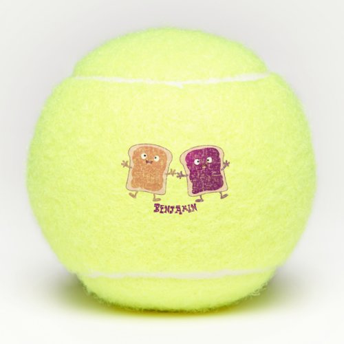Cute peanut butter and jelly sandwich cartoon tennis balls