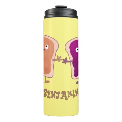 Cute peanut butter and jelly sandwich cartoon thermal tumbler