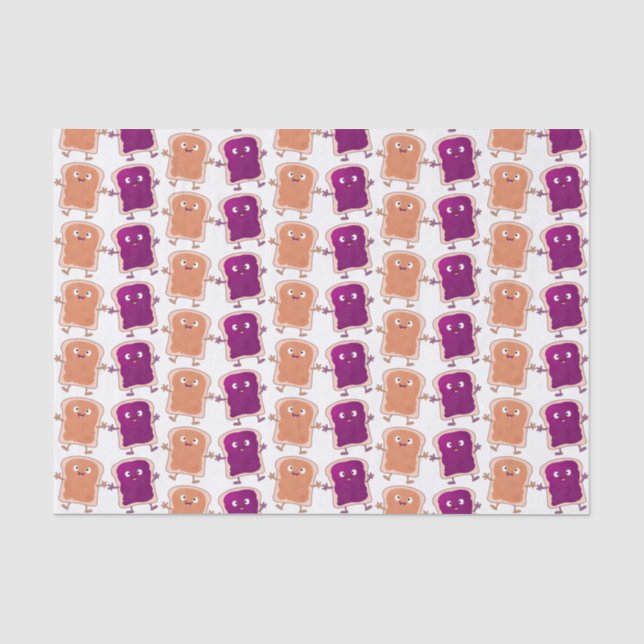 Cute peanut butter and jelly sandwich cartoon tissue paper (Front)