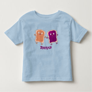 Cute peanut butter and jelly sandwich cartoon toddler t-shirt