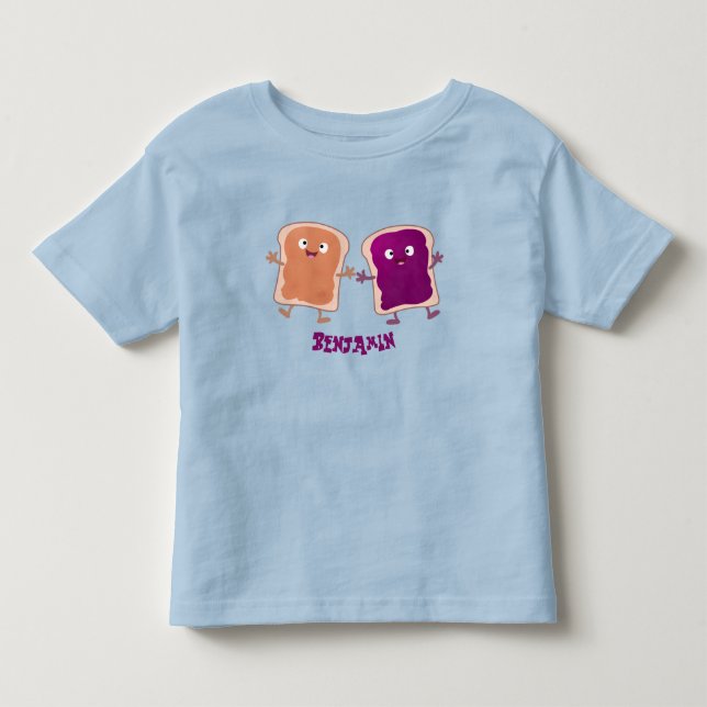 Cute peanut butter and jelly sandwich cartoon toddler t-shirt (Front)