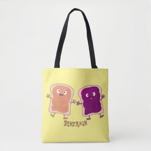 Cute peanut butter and jelly sandwich cartoon  tote bag