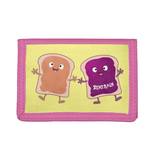 Cute peanut butter and jelly sandwich cartoon trifold wallet (Front)