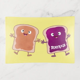 Cute peanut butter and jelly sandwich cartoon trinket tray