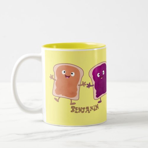 Cute peanut butter and jelly sandwich cartoon  Two_Tone coffee mug