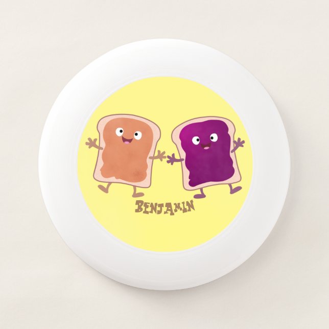 Cute peanut butter and jelly sandwich cartoon Wham-O frisbee (Front)