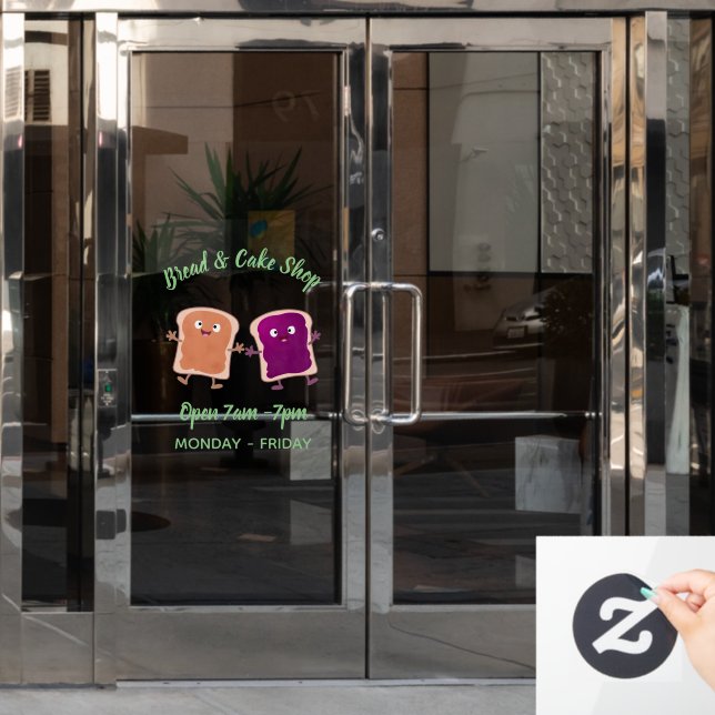 Cute peanut butter and jelly sandwich cartoon window cling (Office Door)