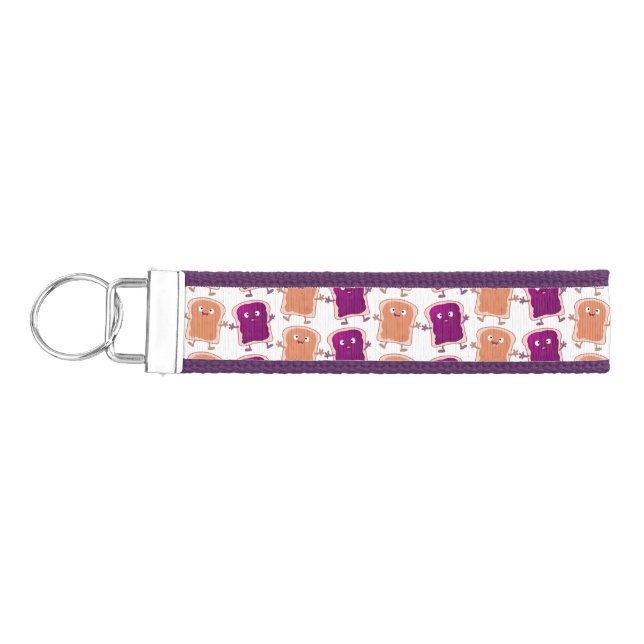 Cute peanut butter and jelly sandwich cartoon wrist keychain (Keys on Left)