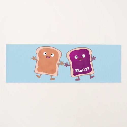 Cute peanut butter and jelly sandwich cartoon yoga mat