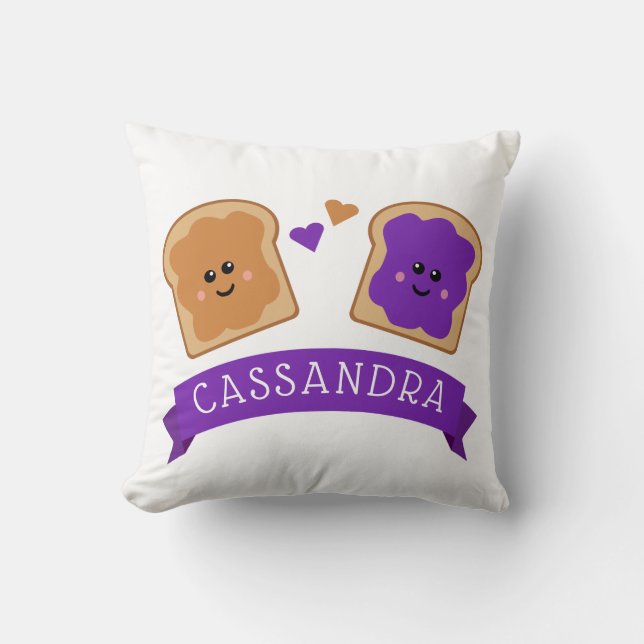 Cute Peanut Butter and Jelly Throw Pillow (Front)