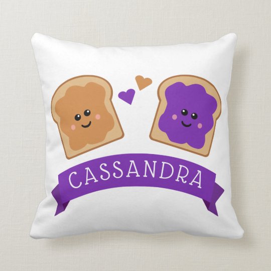 Cute Peanut Butter And Jelly Throw Pillow Zazzle Com