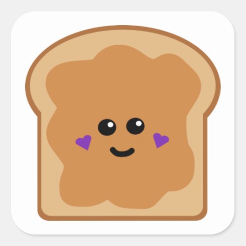 Cute Peanut Butter Bread Square Sticker