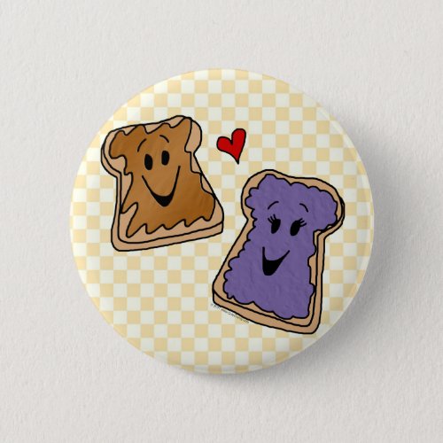 Cute Peanut Butter Heart Jelly Cartoon Buttons