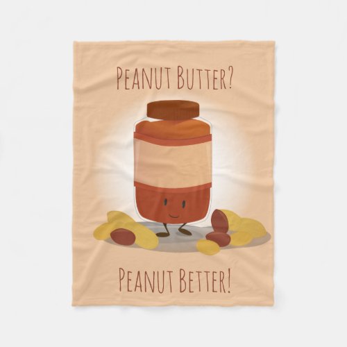 Cute Peanut Butter Jar  Fleece Blanket